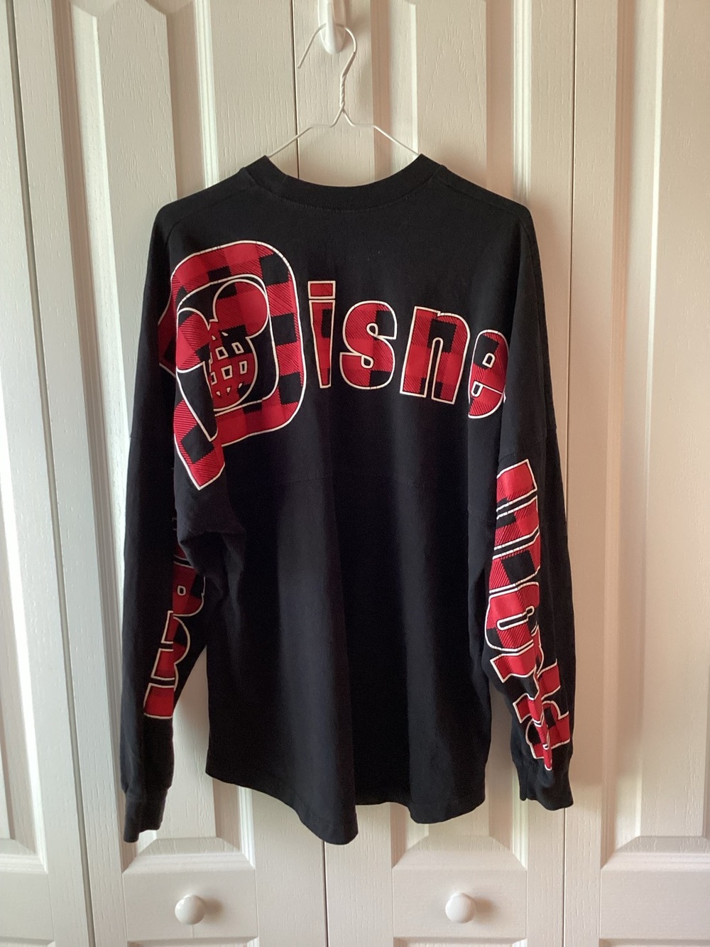 Disney Parks Adult Spirit Jersey Buffalo Check Plaid Red Black Top Med - IEC